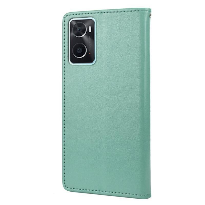 Flower PU kožené peňaženkové púzdro na mobil Realme 9i - zelené