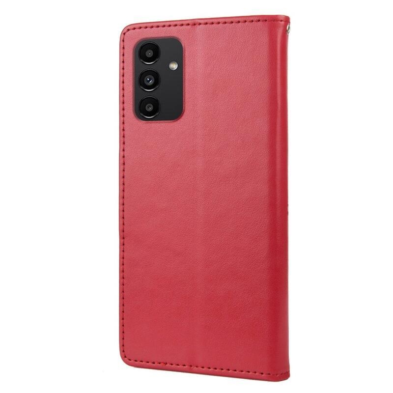 Flower PU kožené peňaženkové púzdro na mobil Samsung Galaxy A13 4G - červené