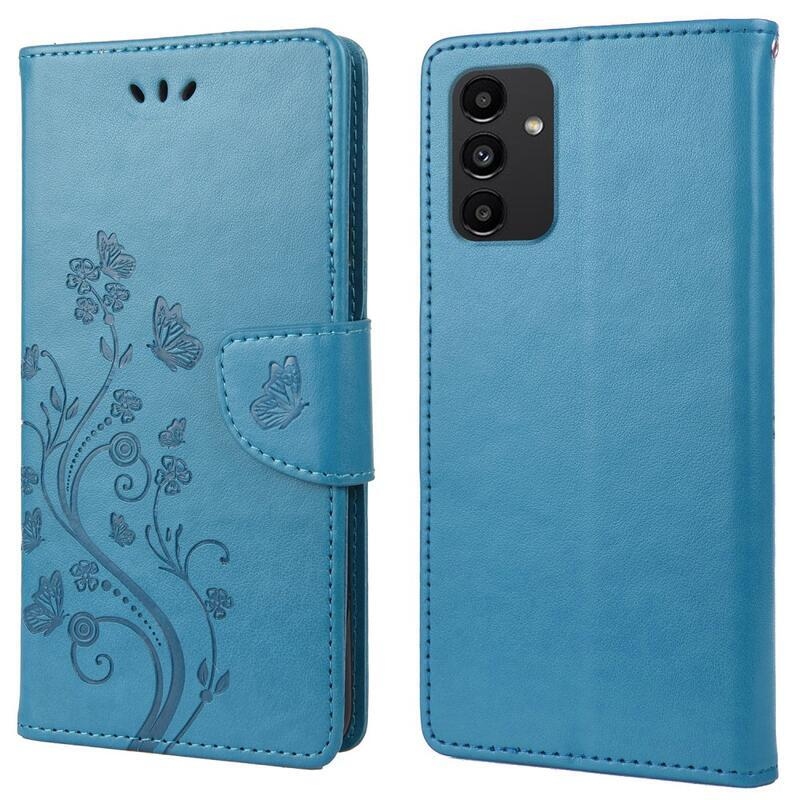 Flower PU kožené peňaženkové púzdro na mobil Samsung Galaxy A13 4G - modré