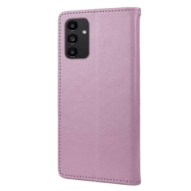 Flower PU kožené peňaženkové púzdro na mobil Samsung Galaxy A13 4G - svetlofialové