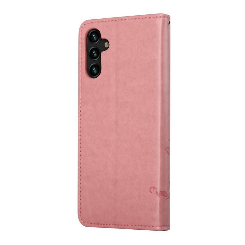 Flower PU kožené peňaženkové púzdro na mobil Samsung Galaxy A13 5G/Galaxy A04s (164.7 x 76.7 x 9.1 mm) - ružové