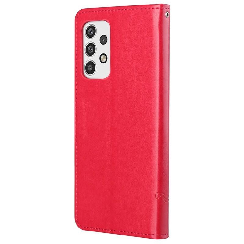Flower PU kožené peňaženkové puzdro na mobil Samsung Galaxy A23 4G/5G - červené