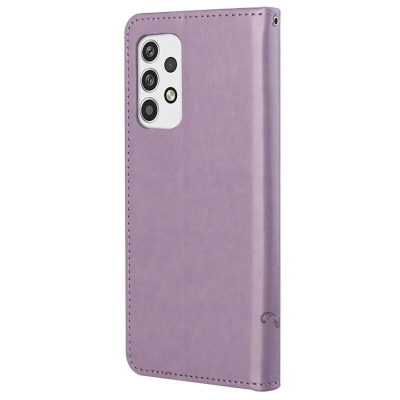 Flower PU kožené peňaženkové puzdro na mobil Samsung Galaxy A23 4G/5G - fialové