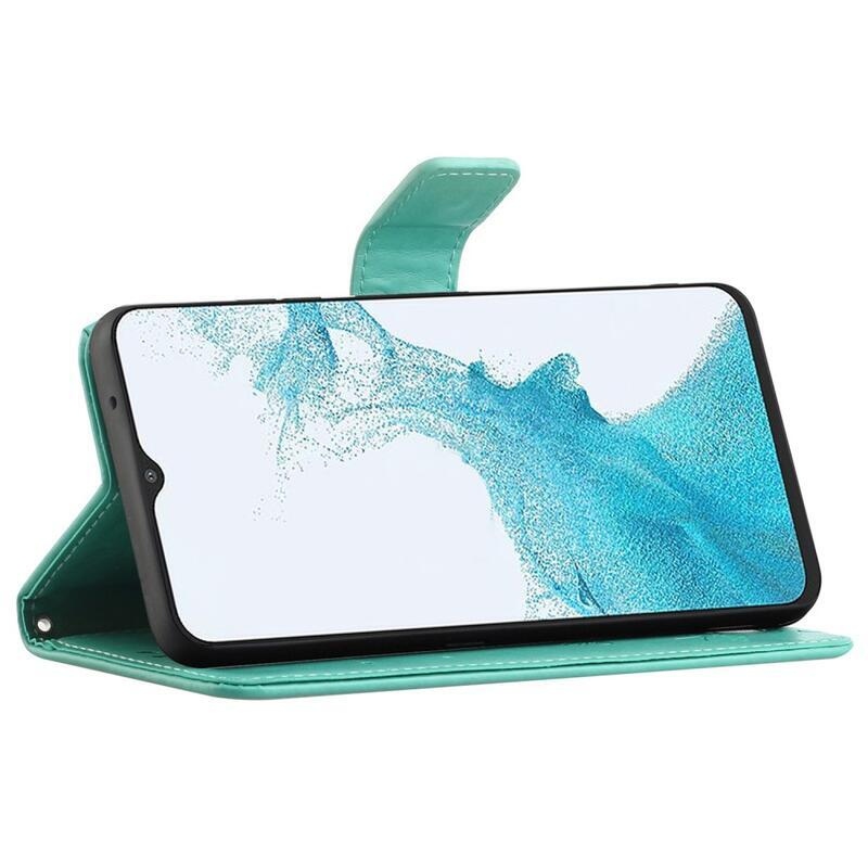 Flower PU kožené peňaženkové puzdro na mobil Samsung Galaxy A23 4G/5G - zelené