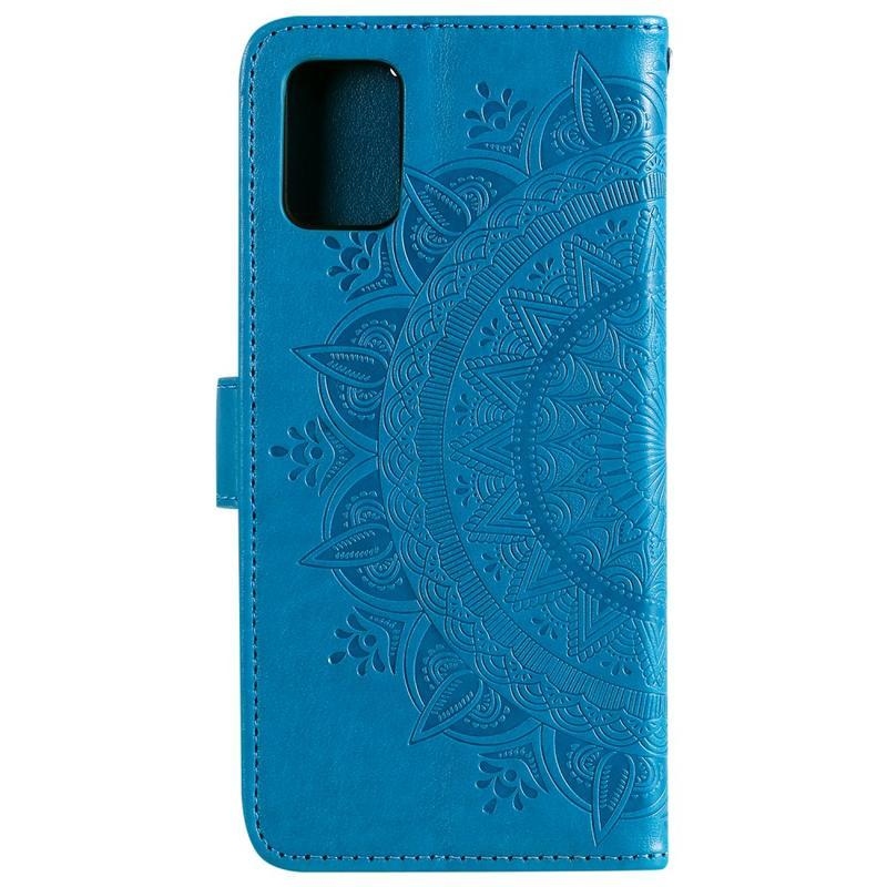 Flower PU kožené peněženkové puzdro na mobil Samsung Galaxy A31 - modré
