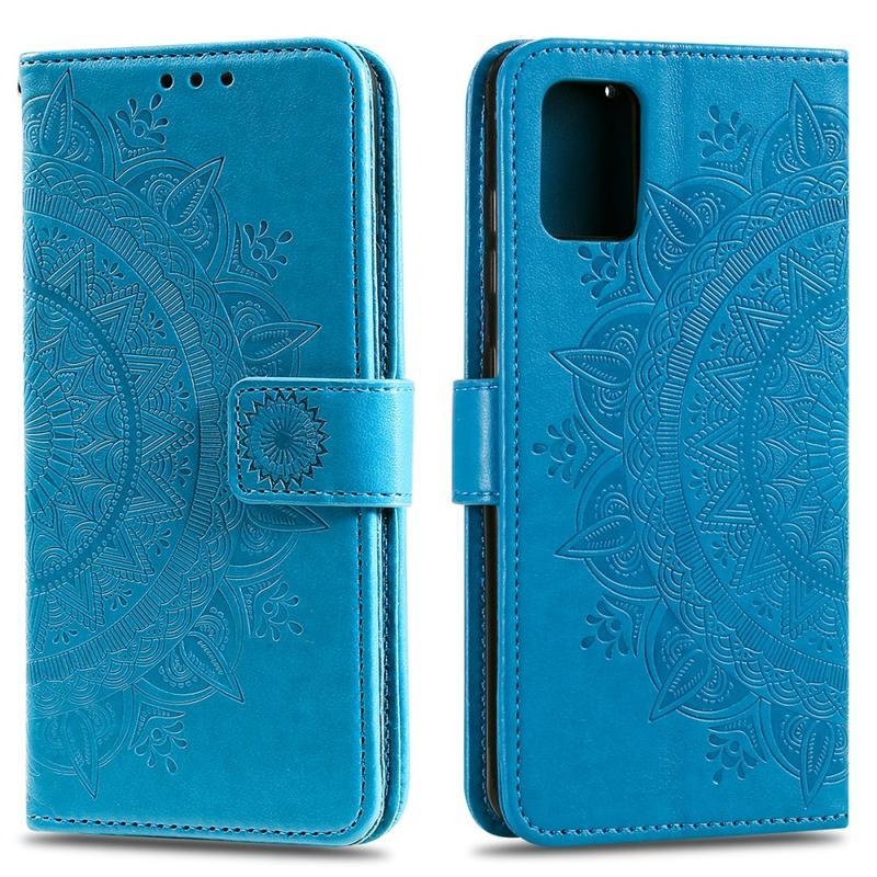 Flower PU kožené peněženkové puzdro na mobil Samsung Galaxy A31 - modré
