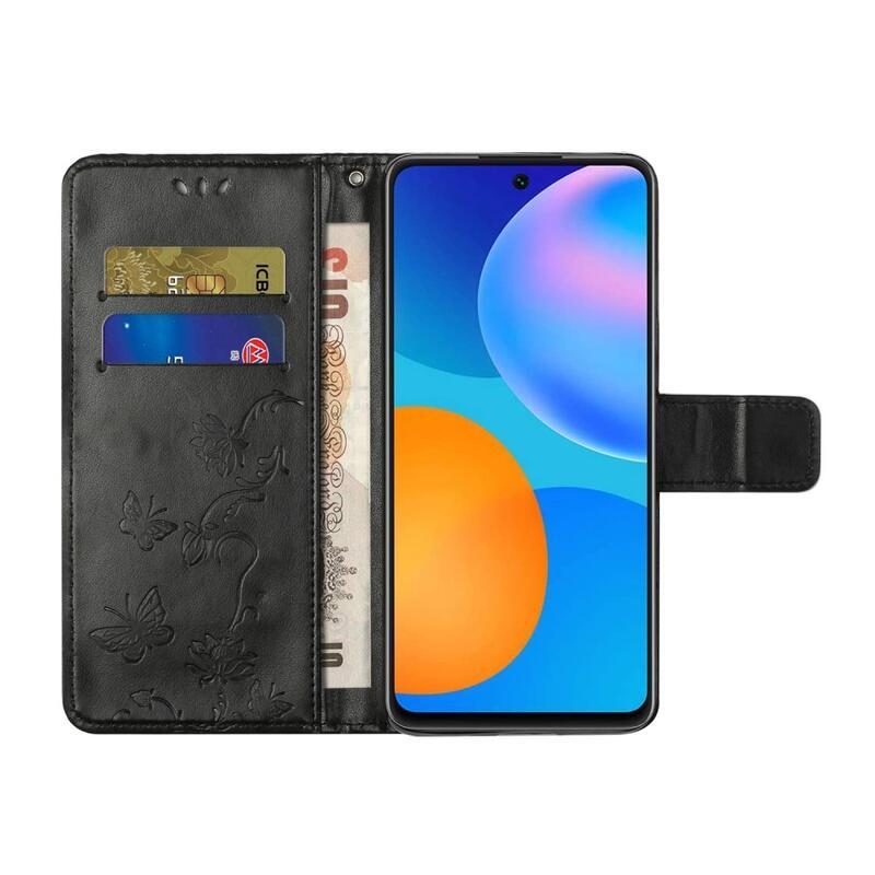 Flower PU kožené peňaženkové púzdro na mobil Samsung Galaxy A33 5G - čierne