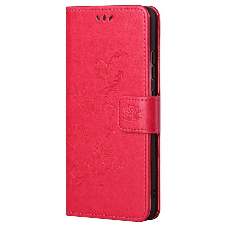 Flower PU kožené peňaženkové púzdro na mobil Samsung Galaxy A33 5G - červené