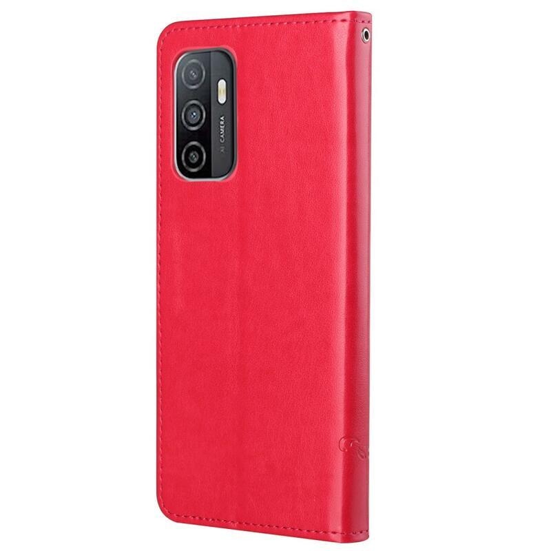 Flower PU kožené peňaženkové púzdro na mobil Samsung Galaxy A33 5G - červené