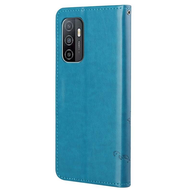 Flower PU kožené peňaženkové púzdro na mobil Samsung Galaxy A33 5G - modré