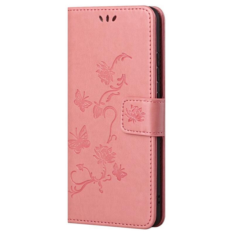 Flower PU kožené peňaženkové púzdro na mobil Samsung Galaxy A33 5G - ružové