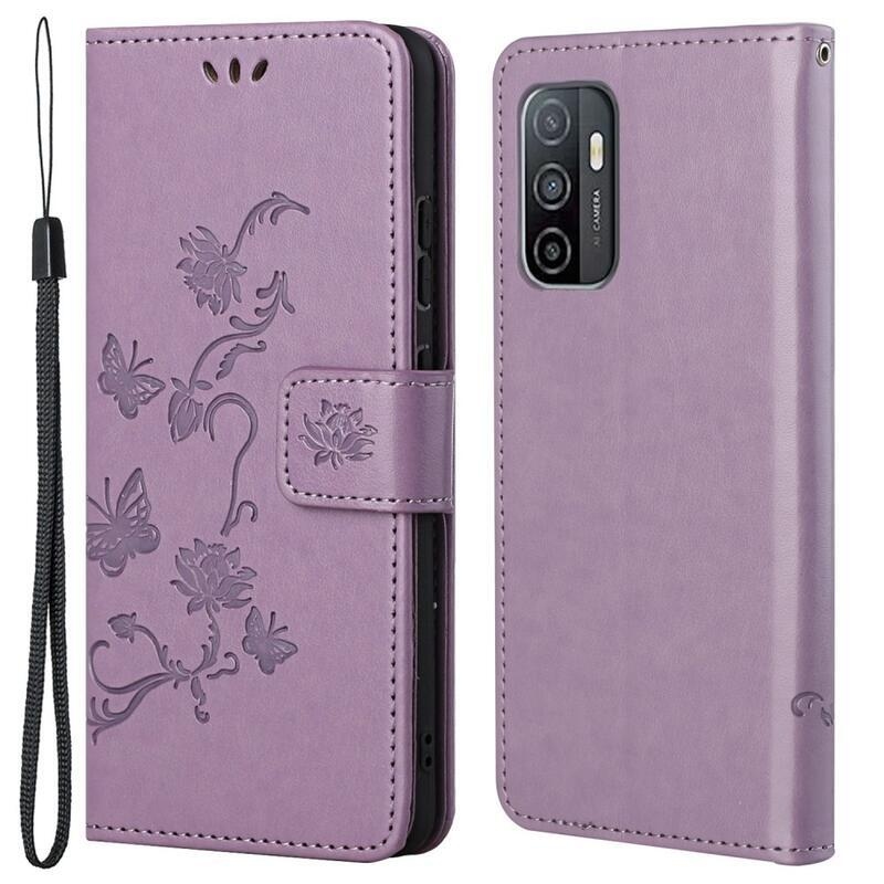 Flower PU kožené peňaženkové púzdro na mobil Samsung Galaxy A33 5G - svetlofialové