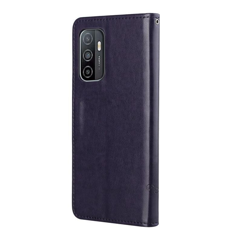 Flower PU kožené peňaženkové púzdro na mobil Samsung Galaxy A33 5G - tmavofialové