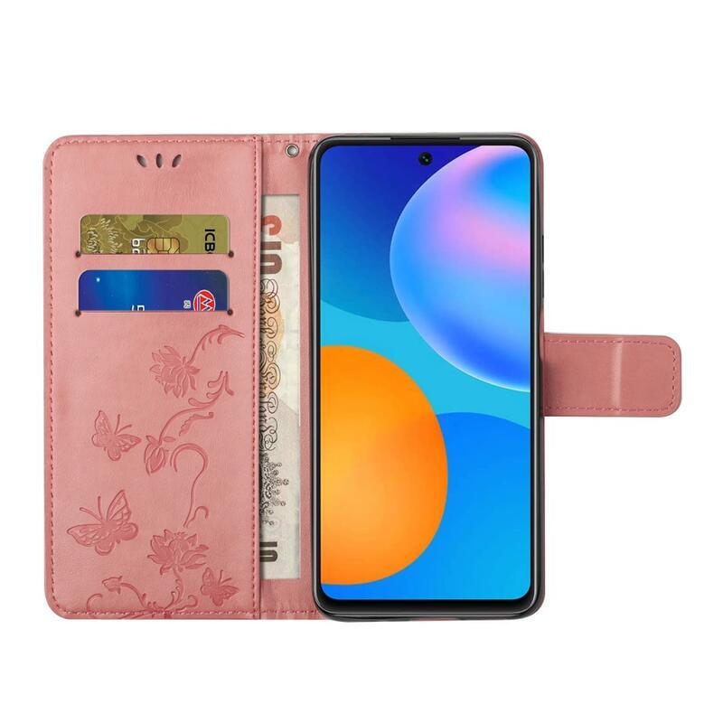 Flower PU kožené peněženkové puzdro na mobil Samsung Galaxy A52 5G / 4G / A52s 5G - ružové