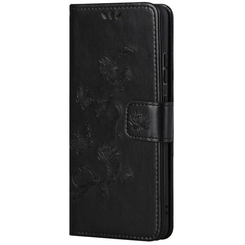 Flower PU kožené peňaženkové púzdro na mobil Samsung Galaxy M23 5G - čierne