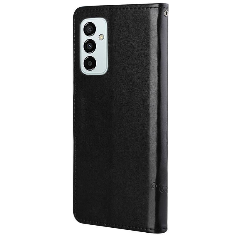 Flower PU kožené peňaženkové púzdro na mobil Samsung Galaxy M23 5G - čierne