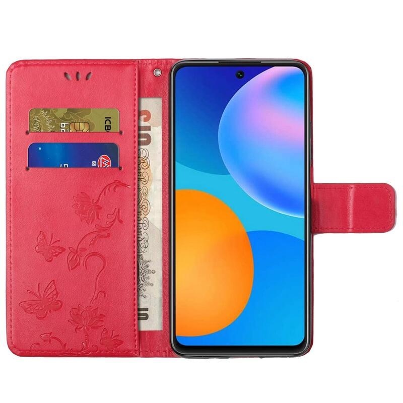 Flower PU kožené peňaženkové púzdro na mobil Samsung Galaxy M23 5G - červené