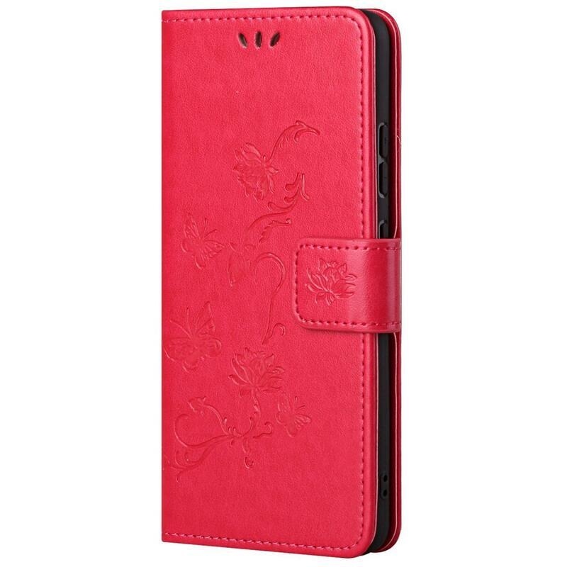 Flower PU kožené peňaženkové púzdro na mobil Samsung Galaxy M23 5G - červené