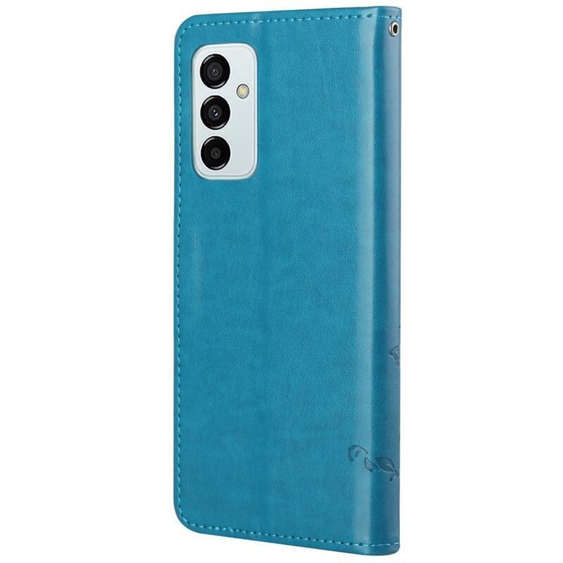 Flower PU kožené peňaženkové púzdro na mobil Samsung Galaxy M23 5G - modré