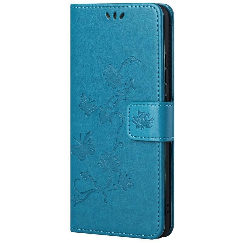 Flower PU kožené peňaženkové púzdro na mobil Samsung Galaxy M23 5G - modré