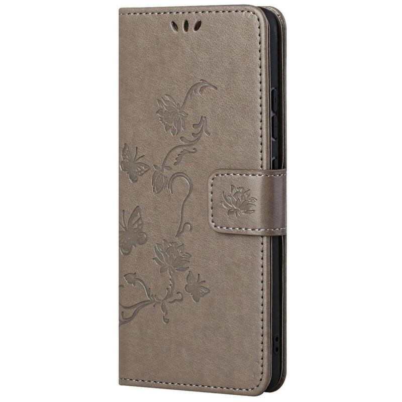 Flower PU kožené peňaženkové púzdro na mobil Samsung Galaxy M23 5G - šedé