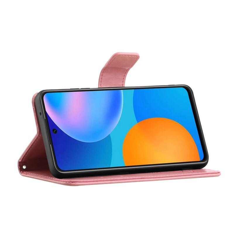 Flower PU kožené peněženkové puzdro na mobil Xiaomi Redmi Note 10 Pro - ružové