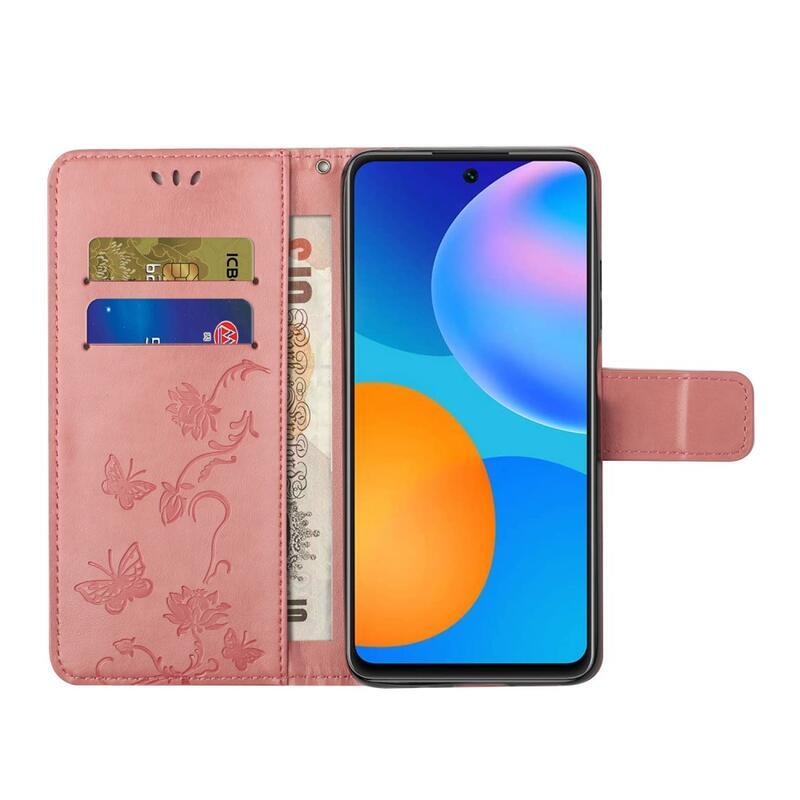 Flower PU kožené peněženkové puzdro na mobil Xiaomi Redmi Note 10 Pro - ružové