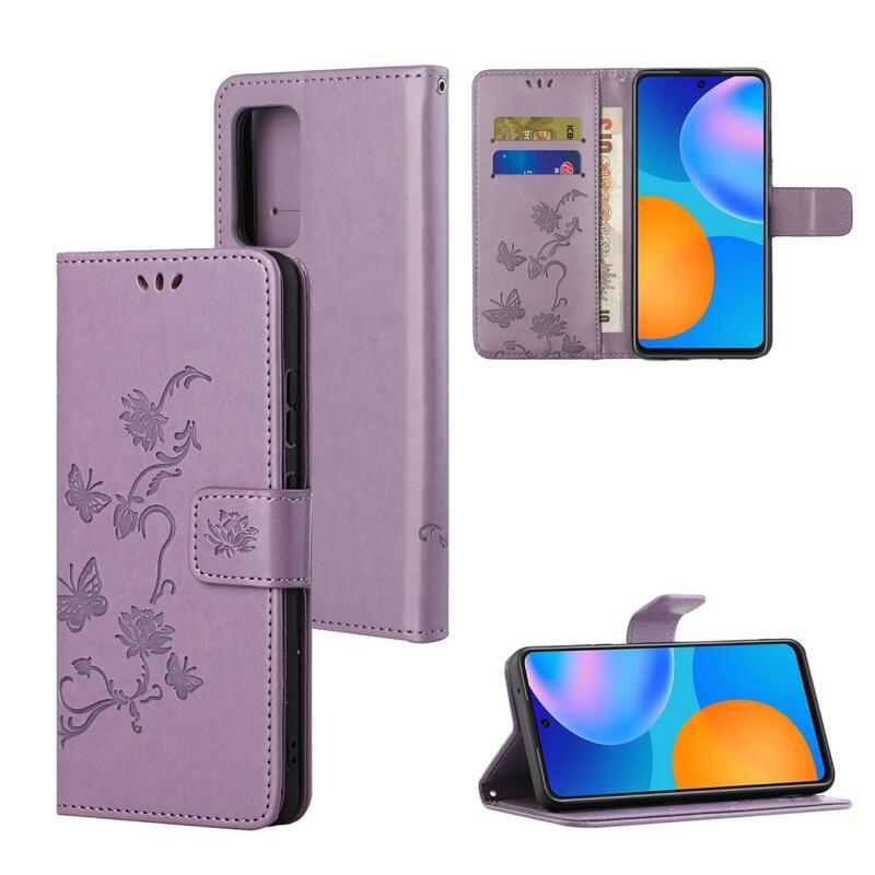 Flower PU kožené peňaženkové púzdro na mobil Xiaomi Redmi Note 11 4G/Note 11S 4G - svetlofialové