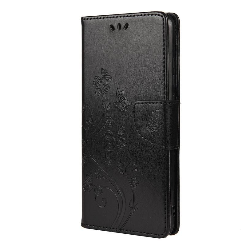 Flower PU kožené peňaženkové púzdro na mobil Xiaomi Redmi Note 11 Pro 4G/5G - čierne