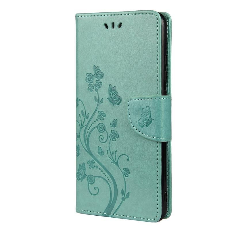 Flower PU kožené peňaženkové púzdro na mobil Xiaomi Redmi Note 11 Pro 4G/5G - modrozelené