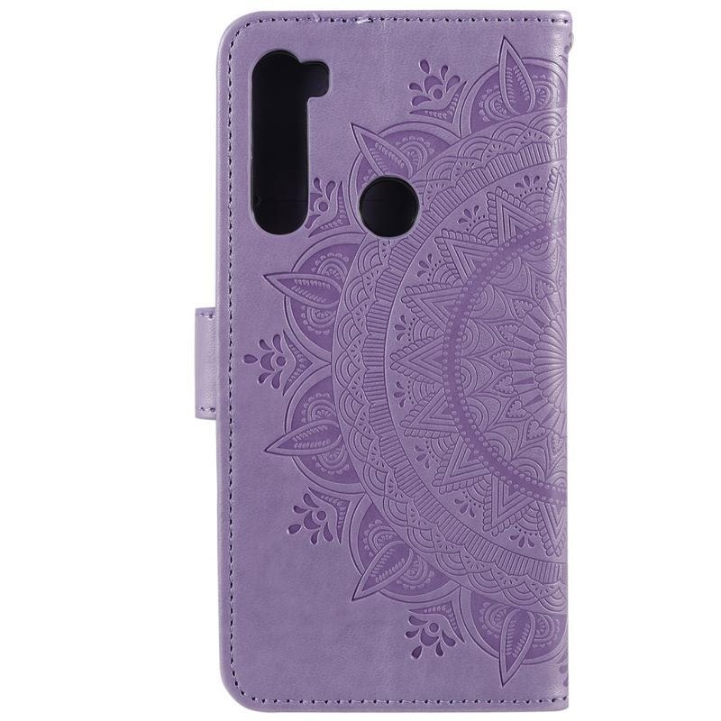 Flower PU kožené peněženkové puzdro na mobil Xiaomi Redmi Note 8 - fialové