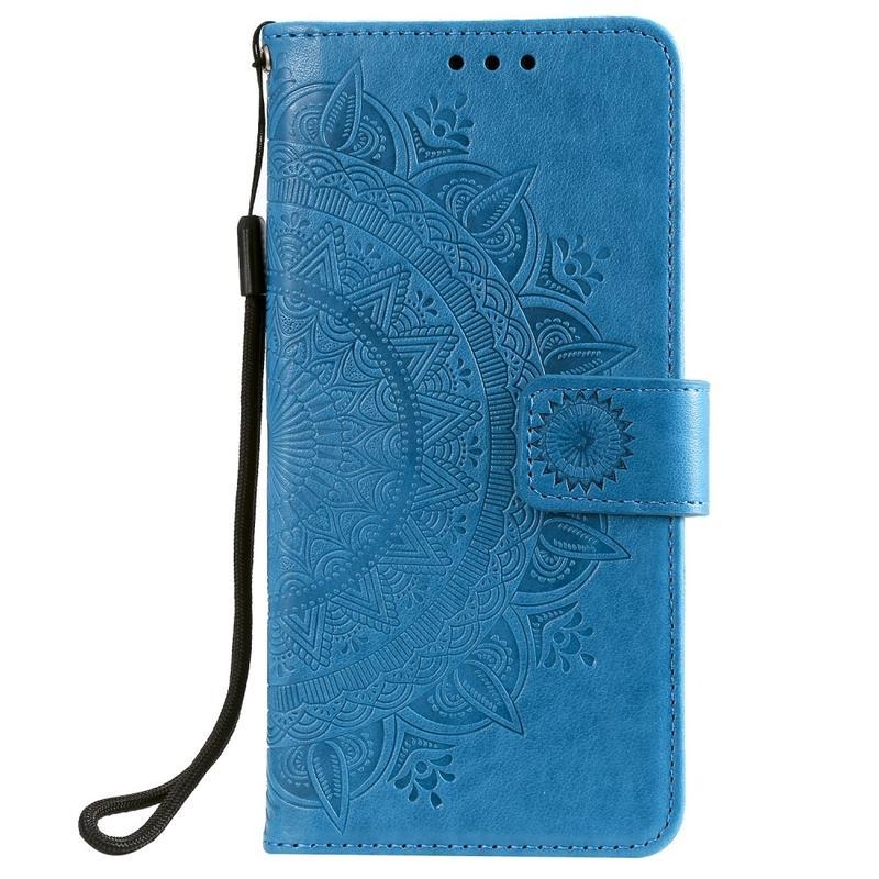 Flower PU kožené peněženkové puzdro na mobil Xiaomi Redmi Note 8 - modré