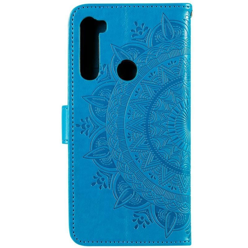 Flower PU kožené peněženkové puzdro na mobil Xiaomi Redmi Note 8 - modré