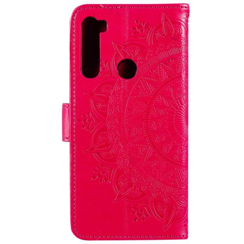 Flower PU kožené peněženkové puzdro na mobil Xiaomi Redmi Note 8 - rose