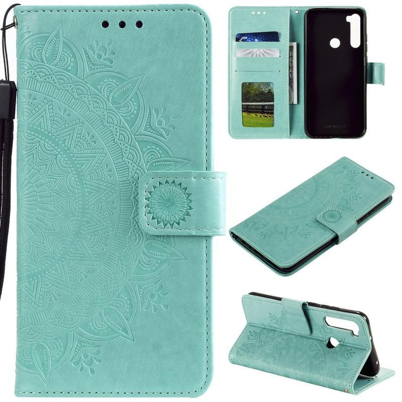 Flower PU kožené peněženkové puzdro na mobil Xiaomi Redmi Note 8 - zelené