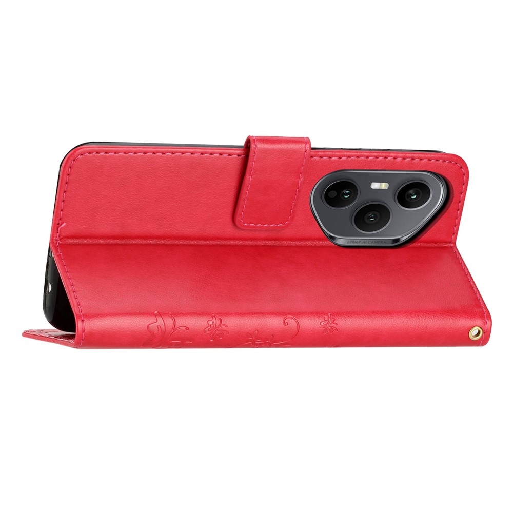 Flowers knižkové puzdro na Honor 400 Pro - červené