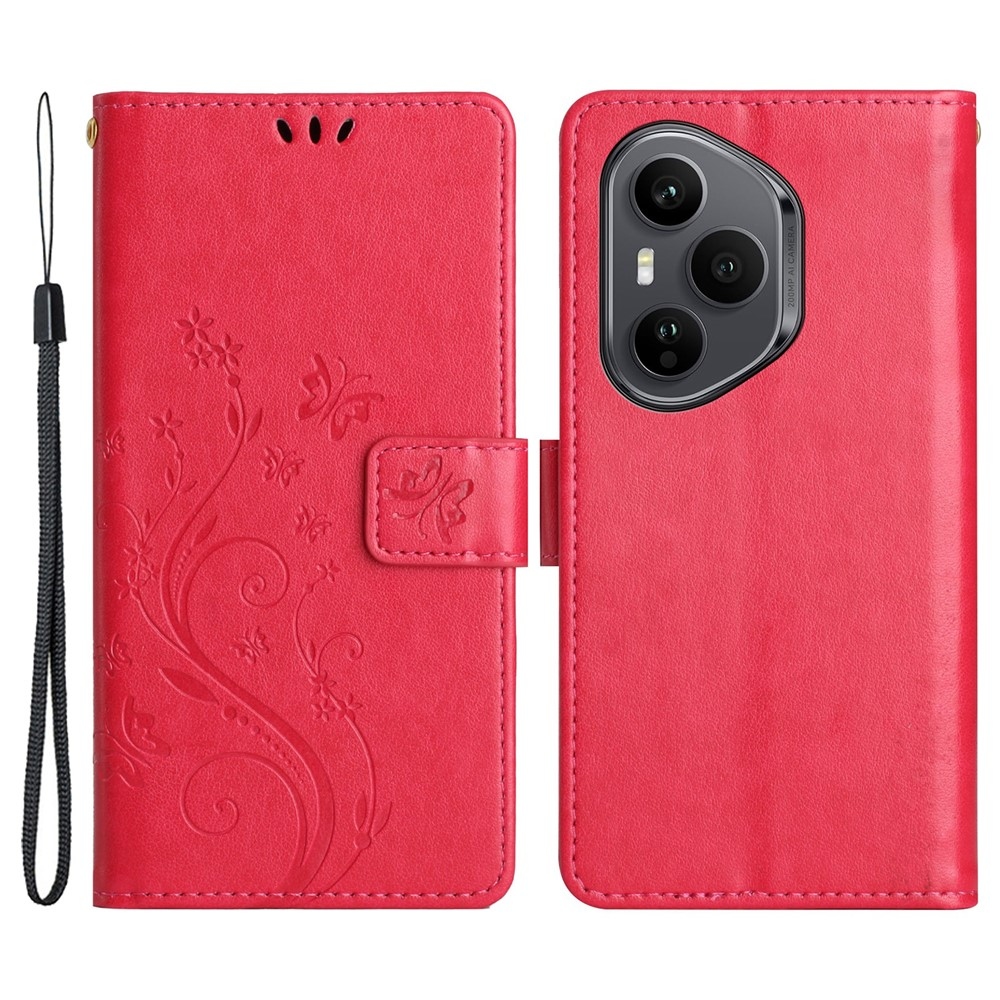 Flowers knižkové puzdro na Honor 400 Pro - červené