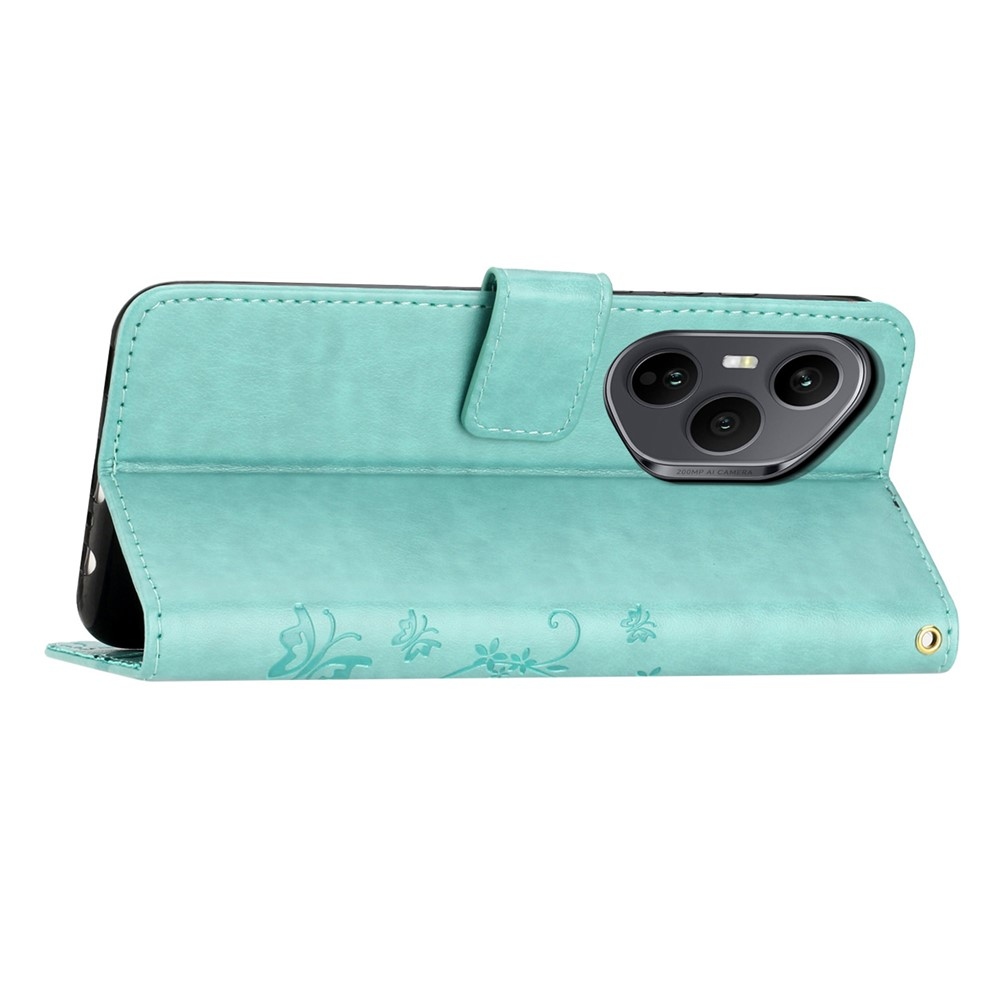 Flowers knižkové puzdro na Honor 400 Pro - modrozelené