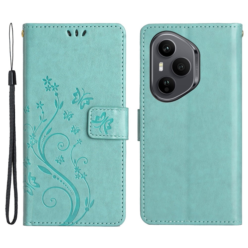 Flowers knižkové puzdro na Honor 400 Pro - modrozelené