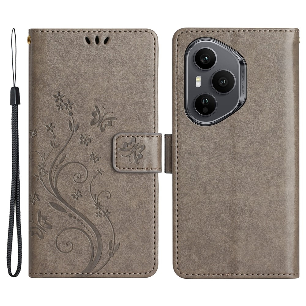 Flowers knižkové puzdro na Honor 400 Pro - šedé