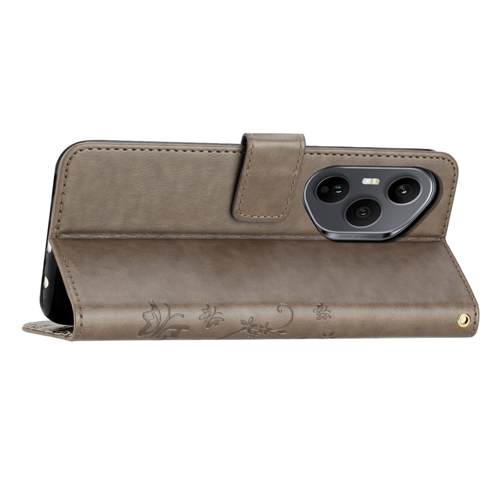 Flowers knižkové puzdro na Honor 400 Pro - šedé