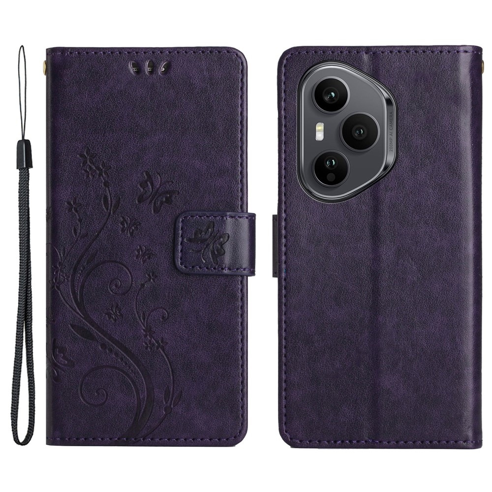 Flowers knižkové puzdro na Honor 400 Pro - tmavofialové