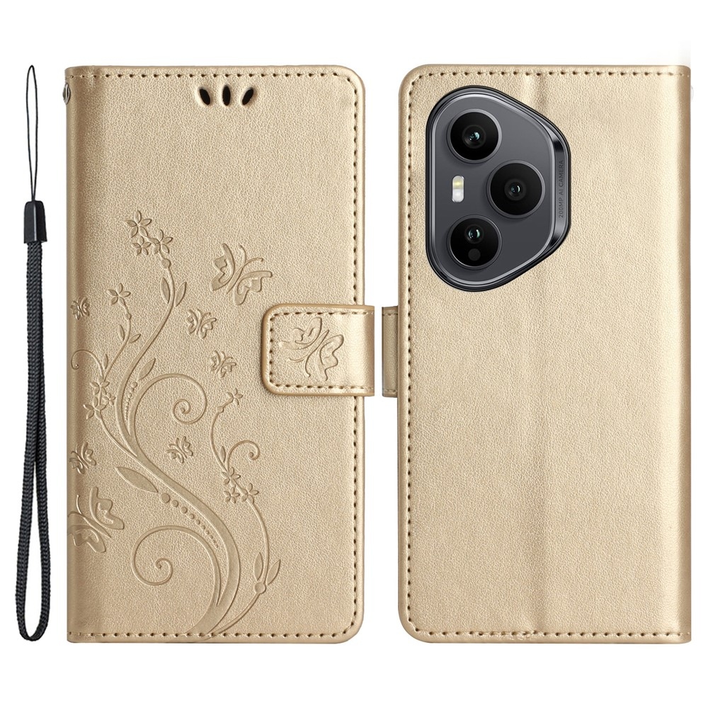 Flowers knižkové puzdro na Honor 400 Pro - zlaté