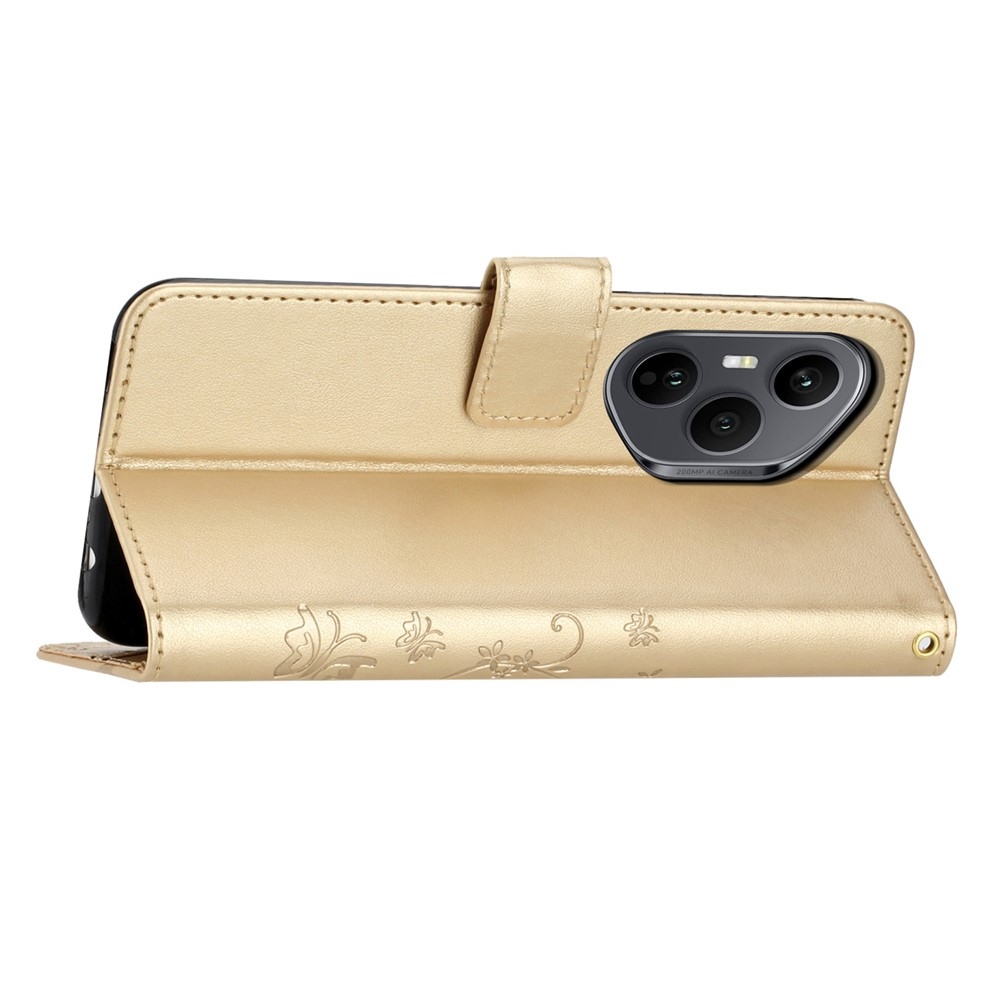 Flowers knižkové puzdro na Honor 400 Pro - zlaté