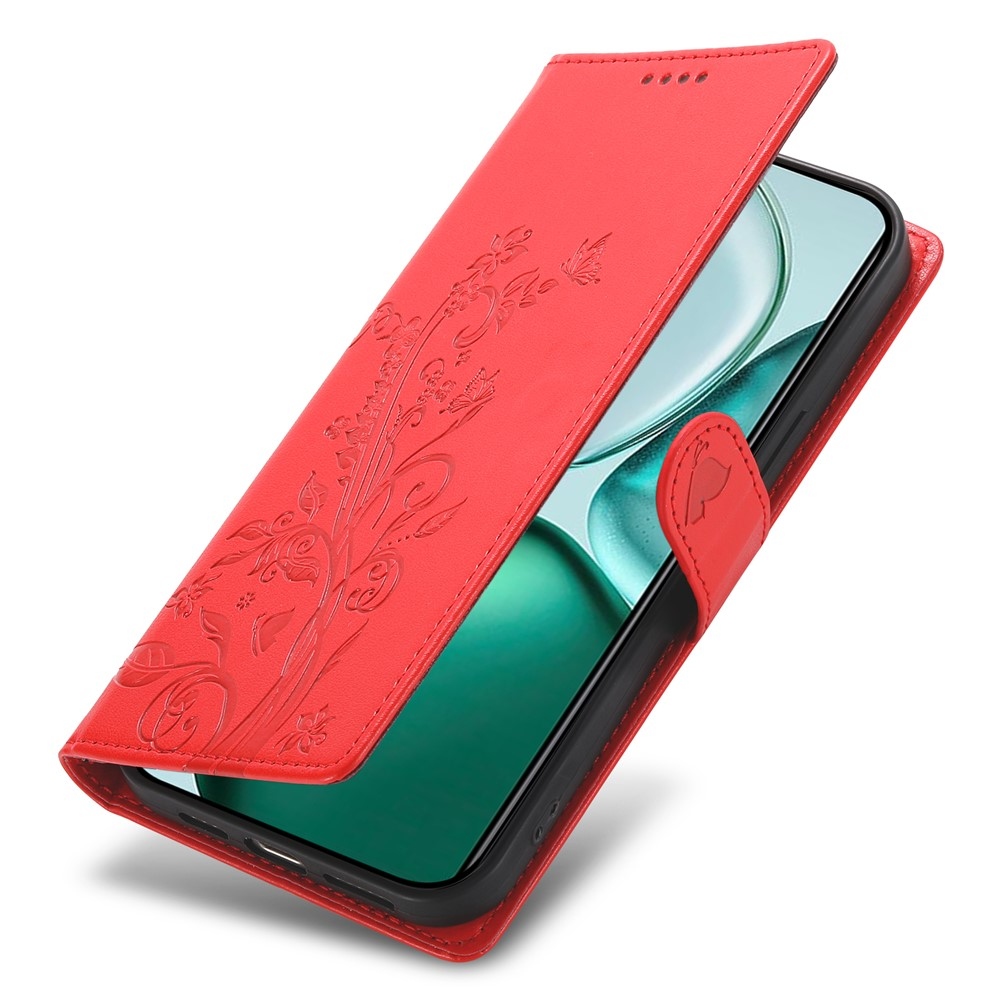 Flowers knižkové puzdro na Honor Magic 8 Lite 5G - červené