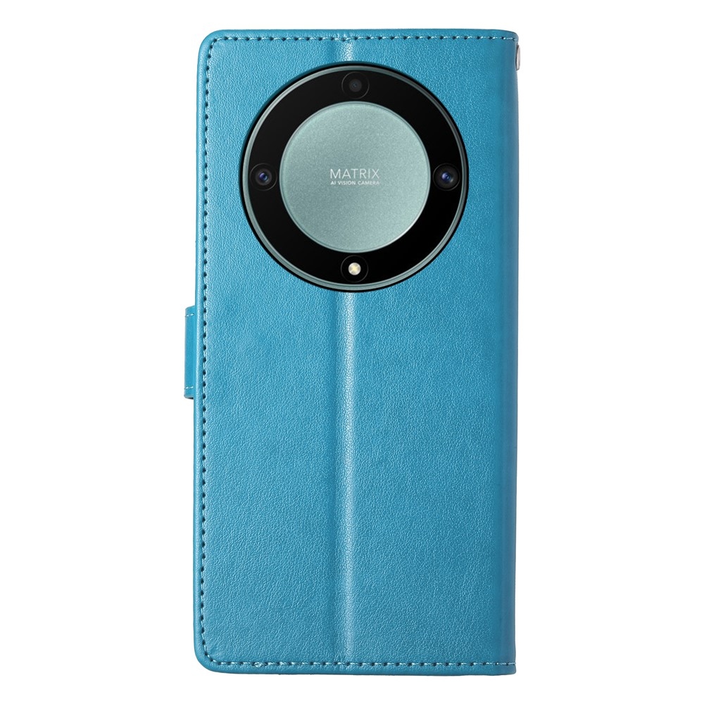 Flowers knižkové puzdro na Honor Magic 8 Lite 5G - modré