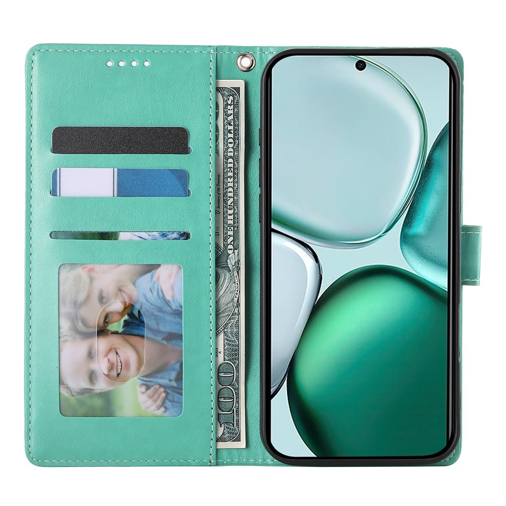 Flowers knižkové puzdro na Honor Magic 8 Lite 5G - modrozelené