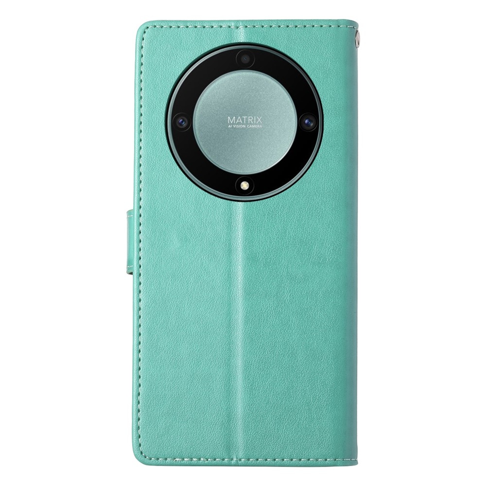 Flowers knižkové puzdro na Honor Magic 8 Lite 5G - modrozelené