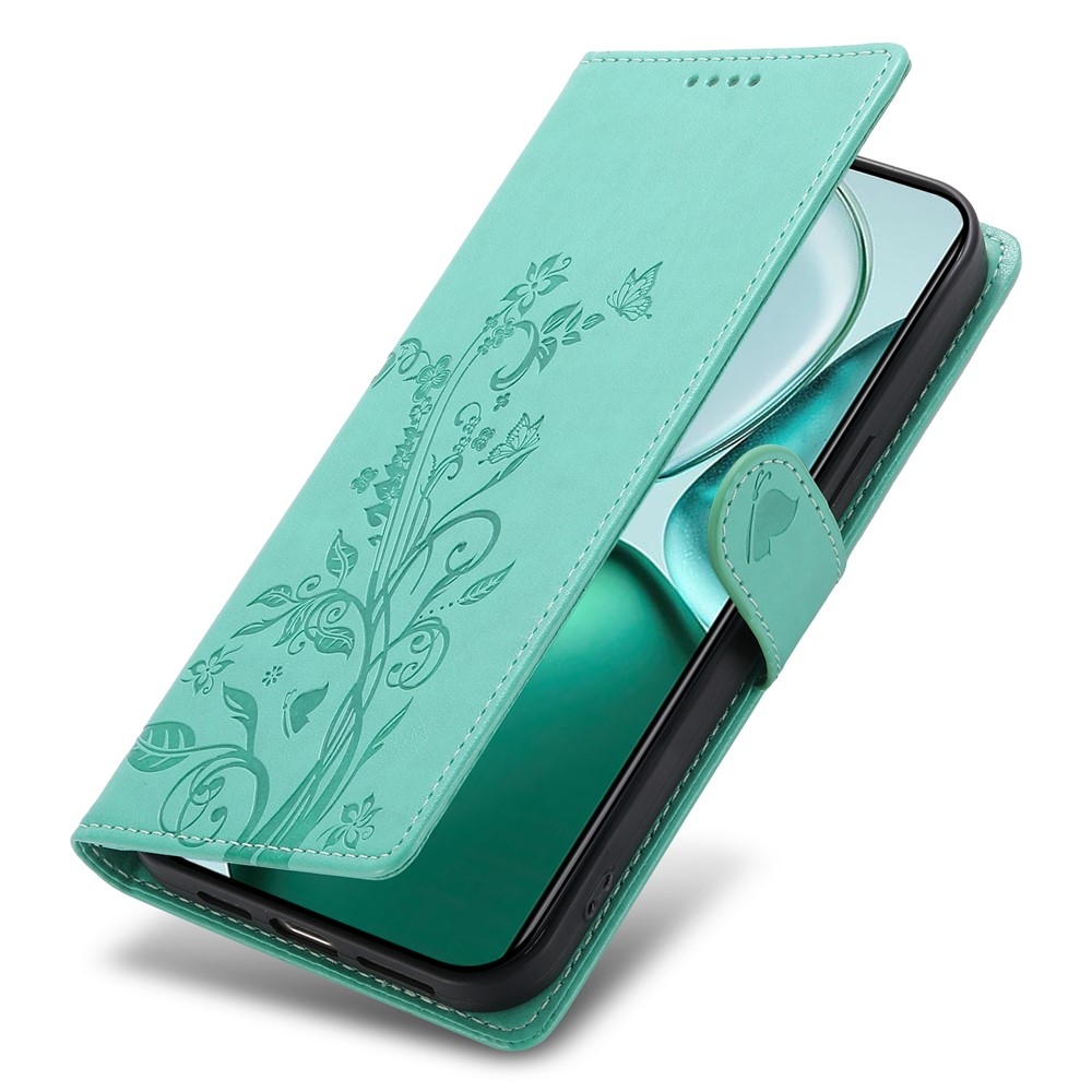 Flowers knižkové puzdro na Honor Magic 8 Lite 5G - modrozelené