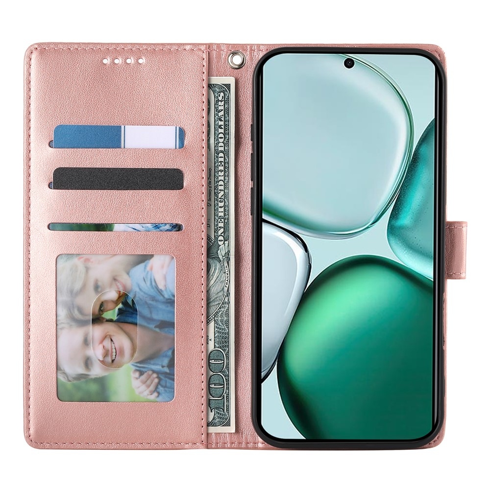 Flowers knižkové puzdro na Honor Magic 8 Lite 5G - ružovozlaté